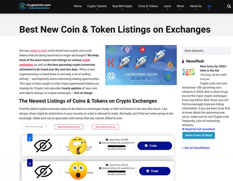 CryptoLists.com Introduces its Latest Feature to Provide Pre-Listing Information on Crypto Coins